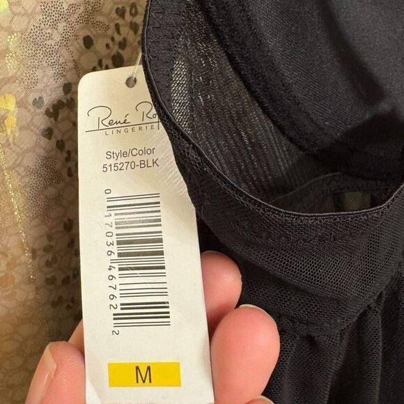 Rene Rofe Black Sheer Push Up Babydoll Lingerie Nighty Medium NWT - Picture 7 of 7